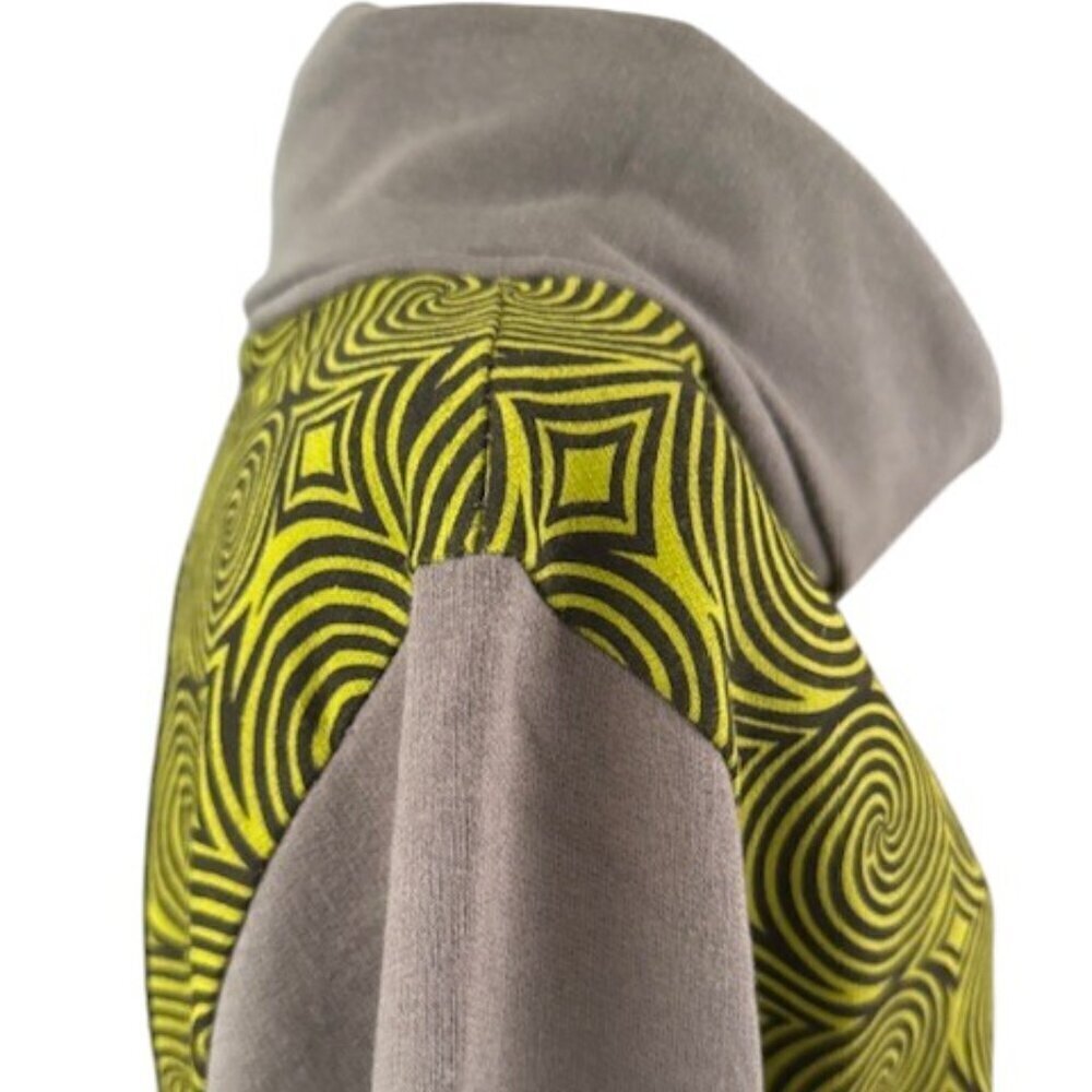 Boho Hippie Retro Trippy Green Embroidered Women's Sweatshirt Cowl Neck Lrg NWOT - Picture 10 of 16